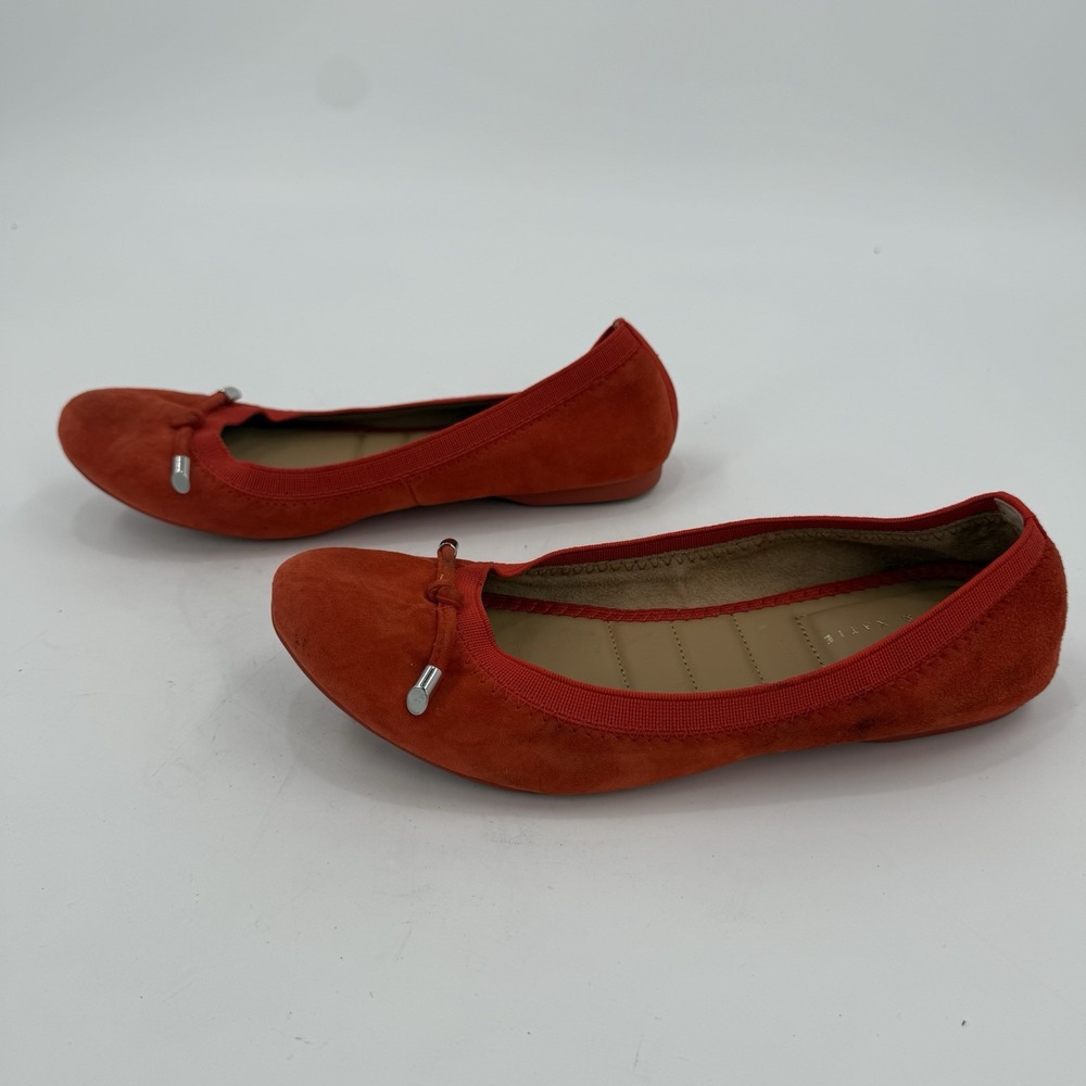 Kelly & Katie Women's 8.5M Orange Suede Ballet Flats Bow Slip On Shoes